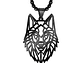 Collar Cabeza Lobo Wolf Acero Geométrico Negro - Miniatura 1