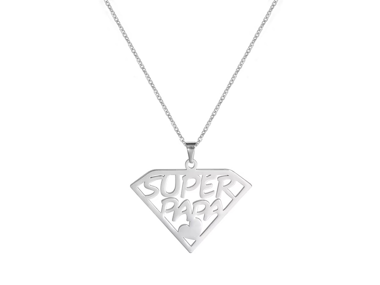 Collar Super Papa Acero Plateado 1