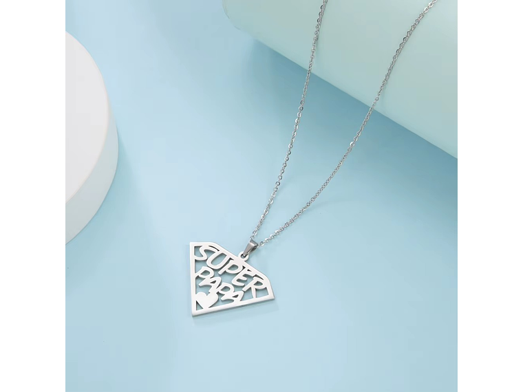 Collar Super Papa Acero Plateado 2