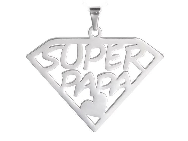 Collar Super Papa Acero Plateado 4