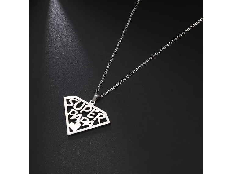 Collar Super Papa Acero Plateado 5