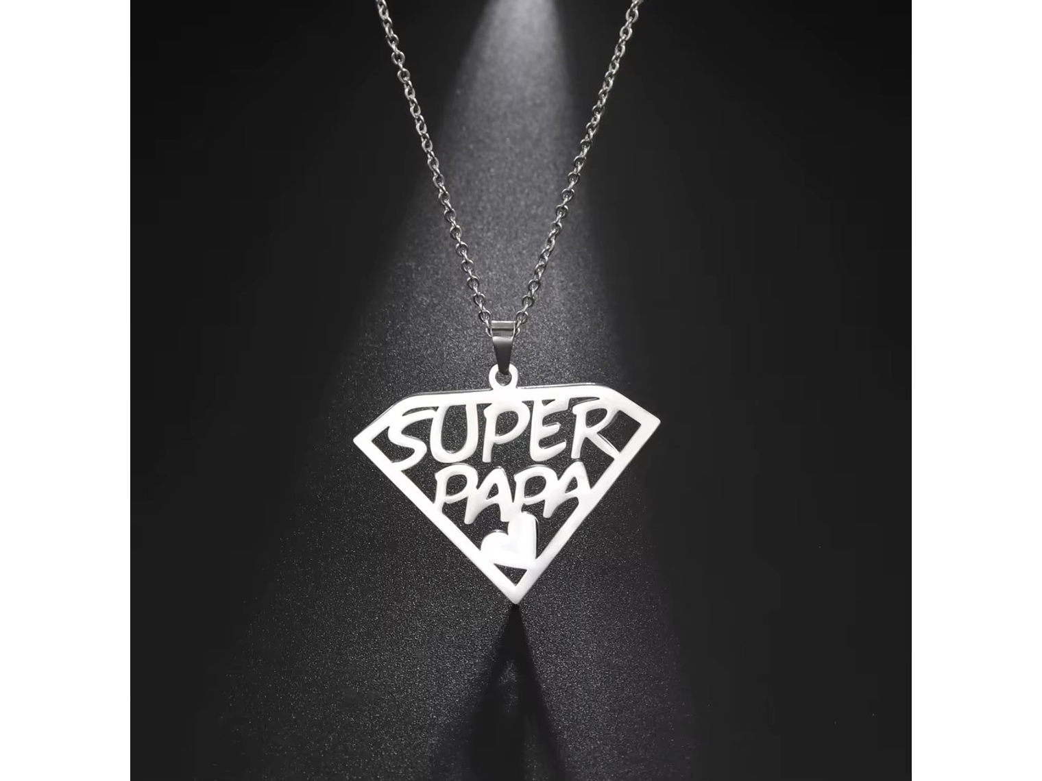 Collar Super Papa Acero Plateado 6