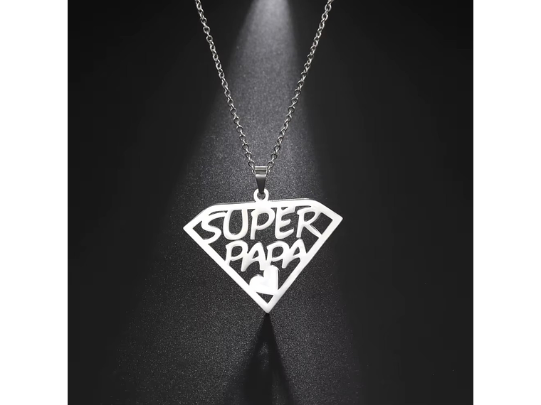 Collar Super Papa Acero Plateado 6