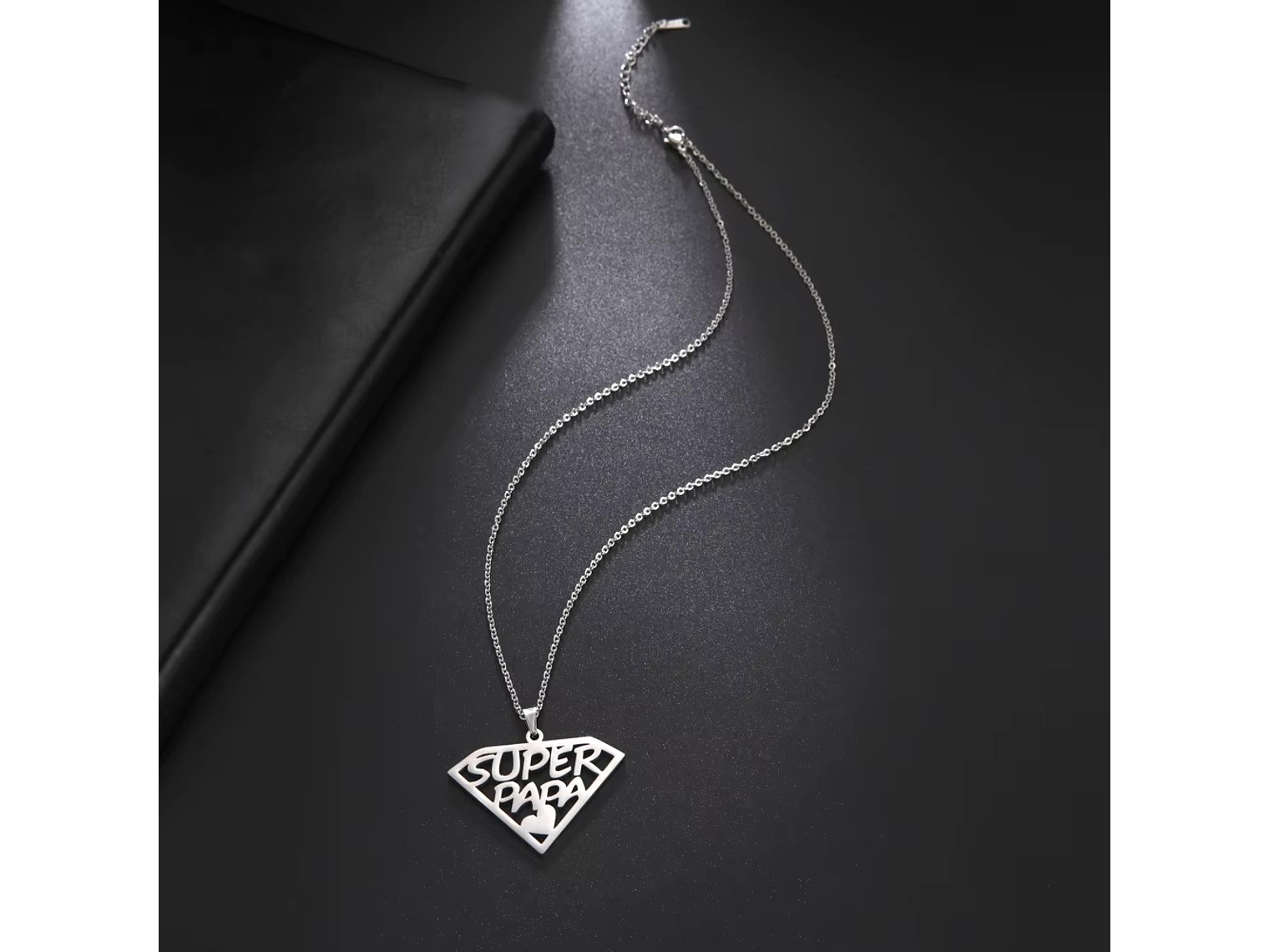 Collar Super Papa Acero Plateado 8