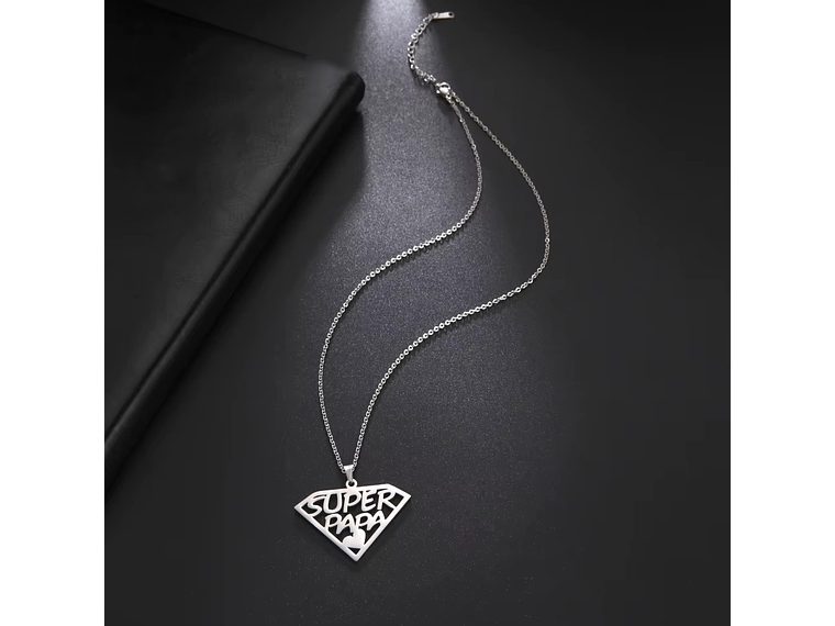 Collar Super Papa Acero Plateado 8