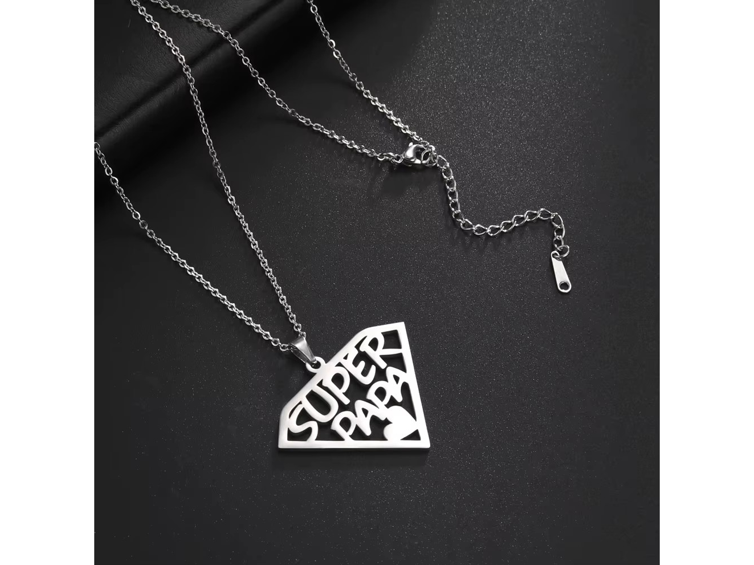 Collar Super Papa Acero Plateado 9