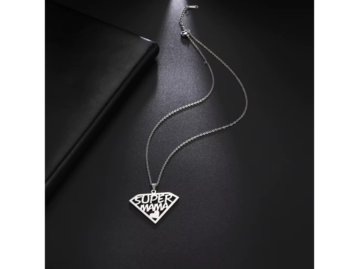 Collar Super Mama Acero Plateado 5