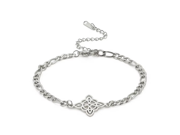 Pulsera Nudo de Bruja Celta Fígaro Plateada Acero 1
