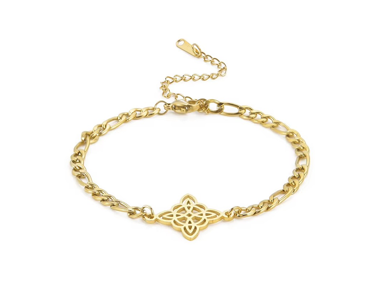 Pulsera Nudo de Bruja Celta Figaro Dorada Acero 1