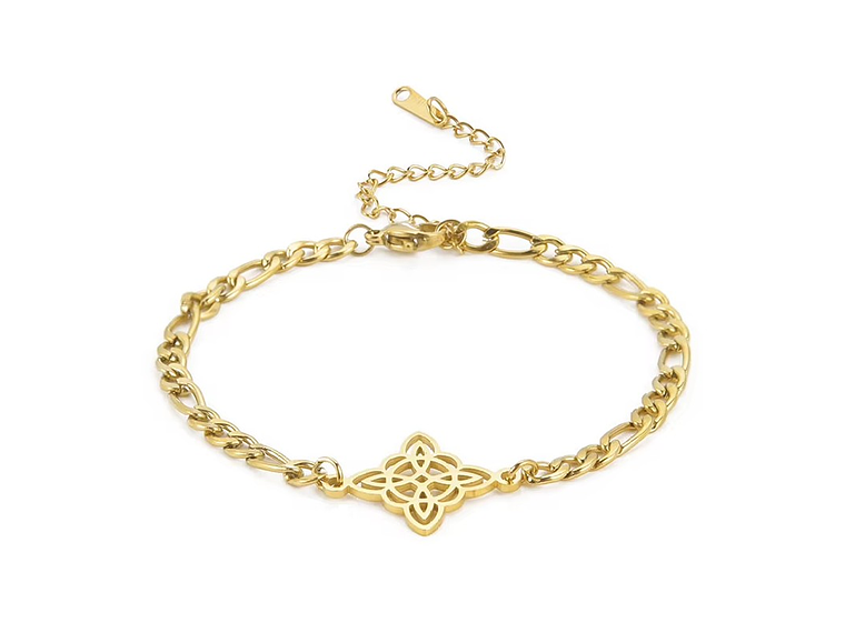 Pulsera Nudo de Bruja Celta Figaro Dorada Acero 1
