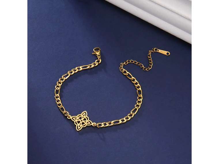 Pulsera Nudo de Bruja Celta Figaro Dorada Acero 3