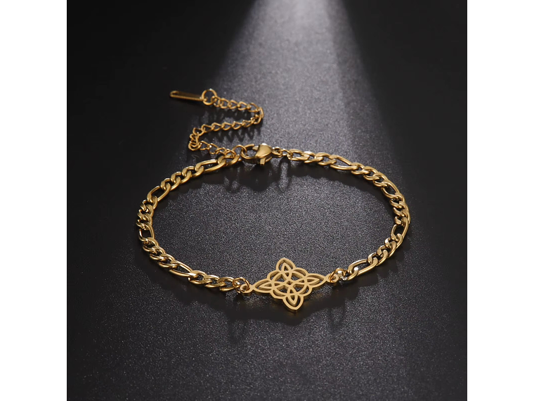 Pulsera Nudo de Bruja Celta Figaro Dorada Acero 6
