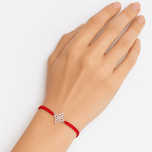Pulsera Plata 925 Nudo de Bruja Hilo Rojo Trenzado