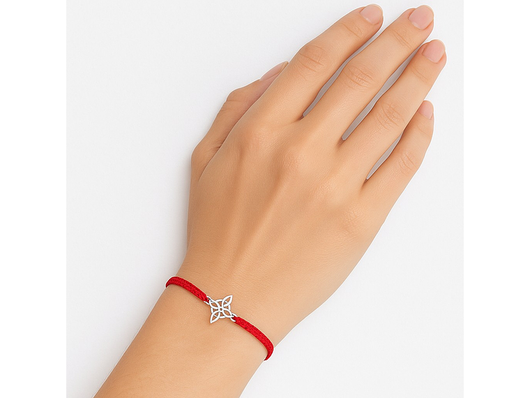 Pulsera Plata 925 Nudo de Bruja Hilo Rojo Trenzado 2