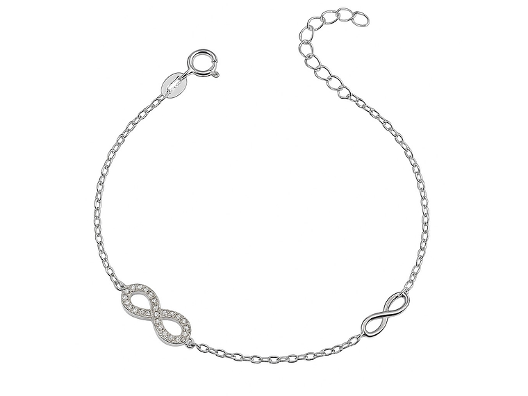Pulsera Plata 925 Dos Infinitos y Circones 1