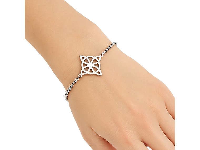 Pulsera Nudo de Bruja Celta Plateada Acero MD1125 4