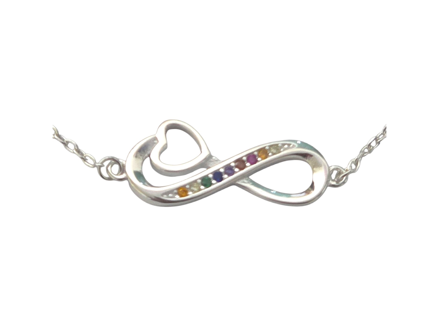 Pulsera Plata 925 Infinito Corazón y Circones Colores 2