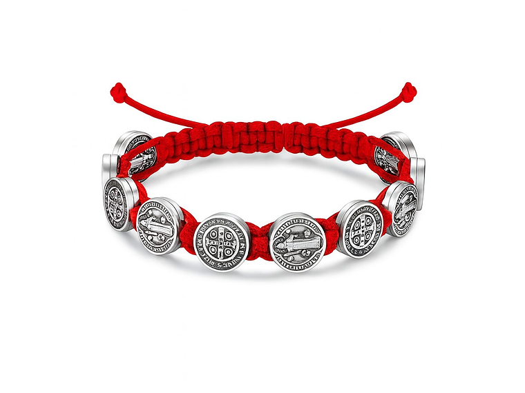 Pulsera Hilo Rojo San Benito Protector 10 Medallas MD1127 1