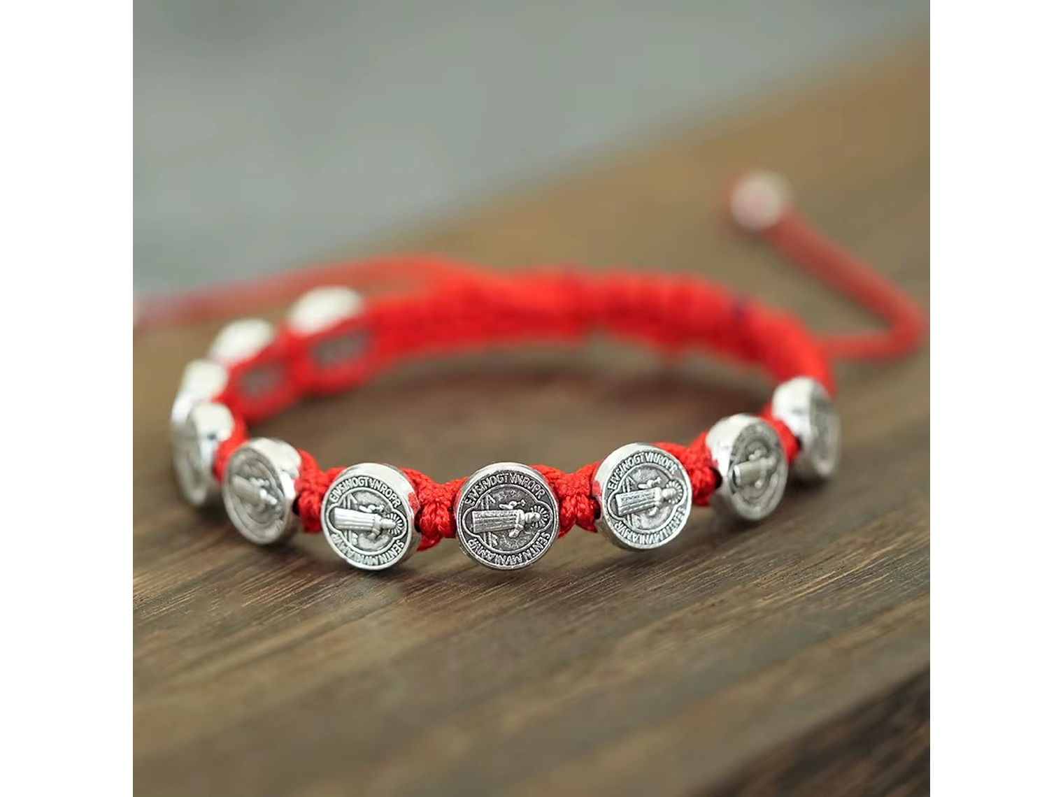 Pulsera Hilo Rojo San Benito Protector 10 Medallas MD1127 3