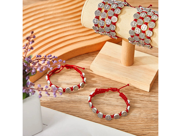 Pulsera Hilo Rojo San Benito Protector 10 Medallas MD1127 5