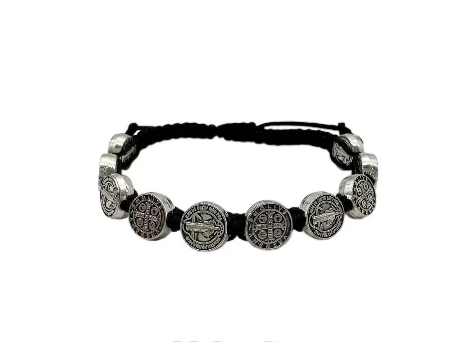 Pulsera Hilo Negro San Benito Protector 10 Medallas MD1128 2