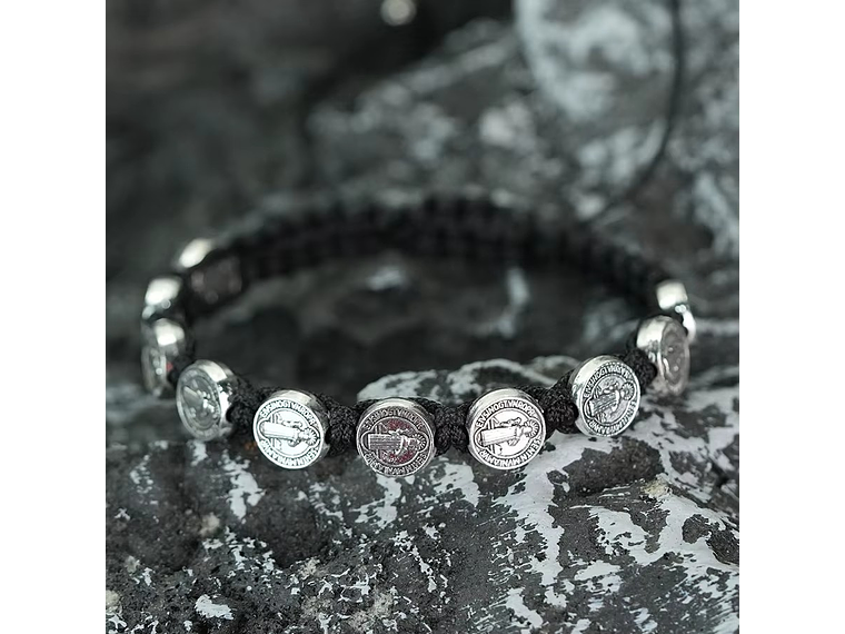 Pulsera Hilo Negro San Benito Protector 10 Medallas MD1128 3