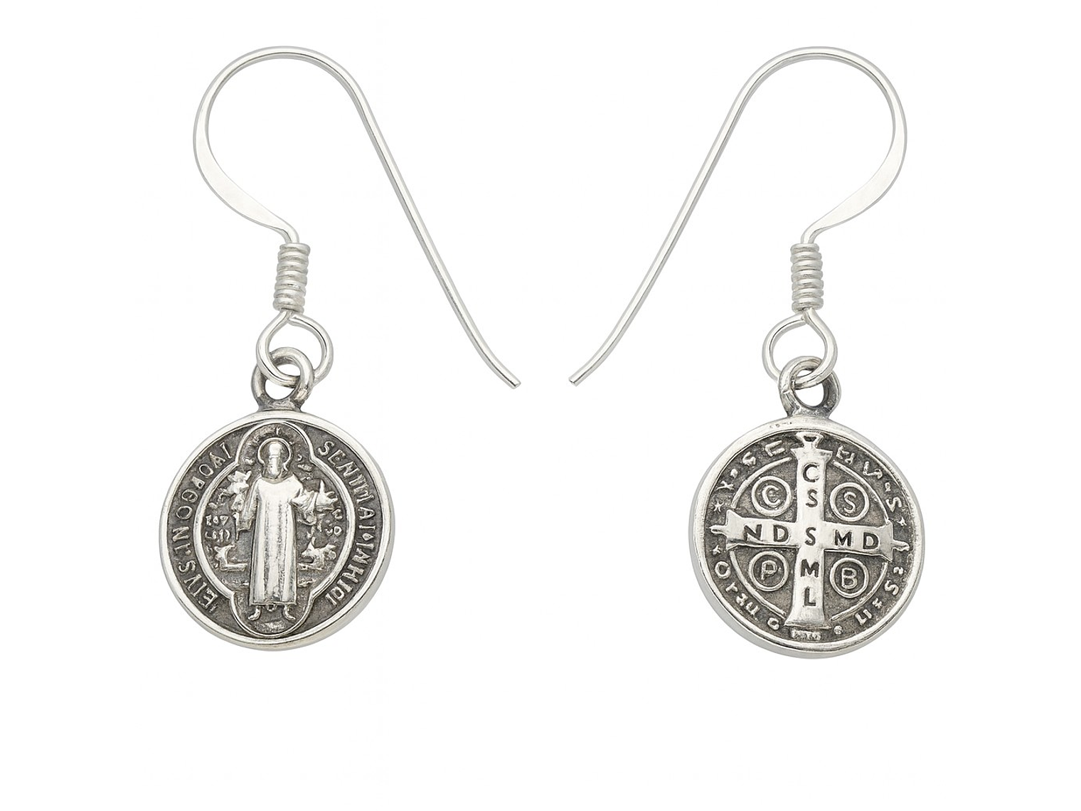 Aros Plata 925 Colgante San Benito Protector Medalla 3