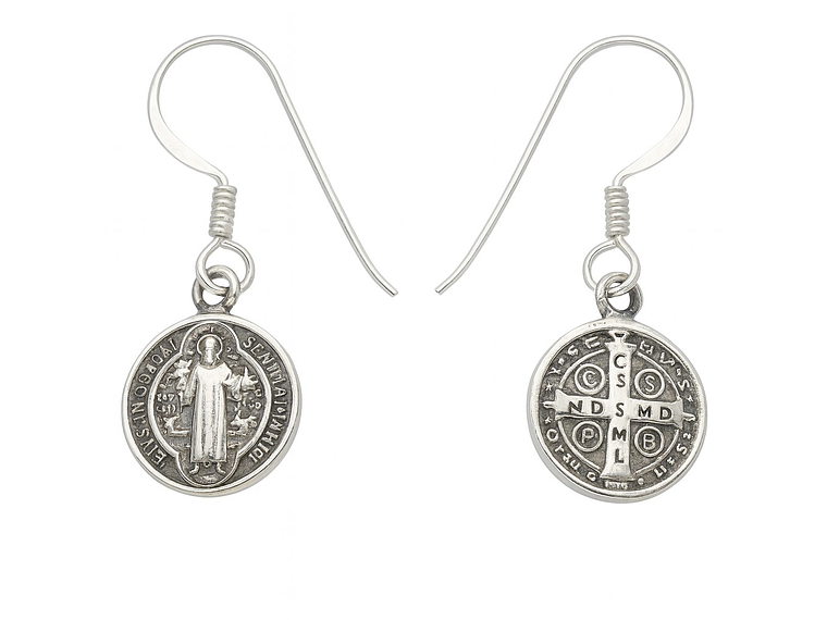 Aros Plata 925 Colgante San Benito Protector Medalla 3