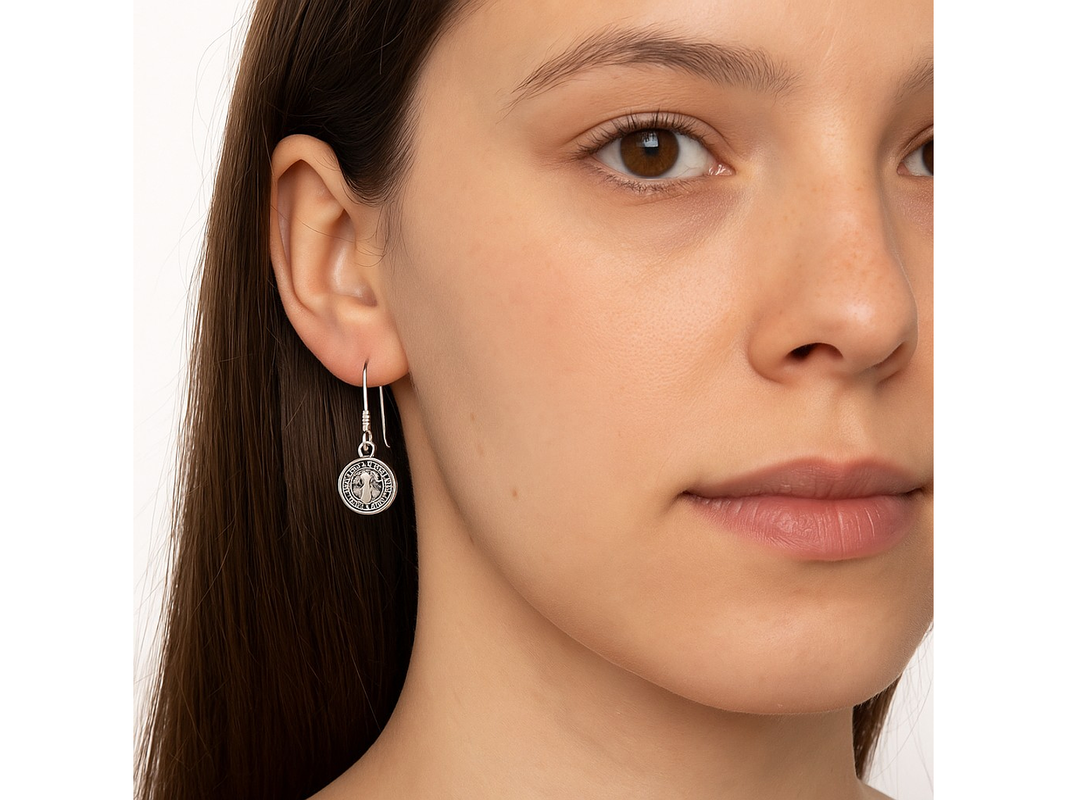 Aros Plata 925 Colgante San Benito Protector Medalla 4