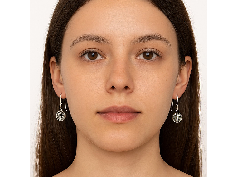 Aros Plata 925 Colgante San Benito Protector Medalla 8