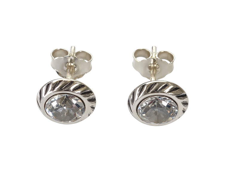 Aros Plata 925 Apegados Cristal Austriaco 7mm 3