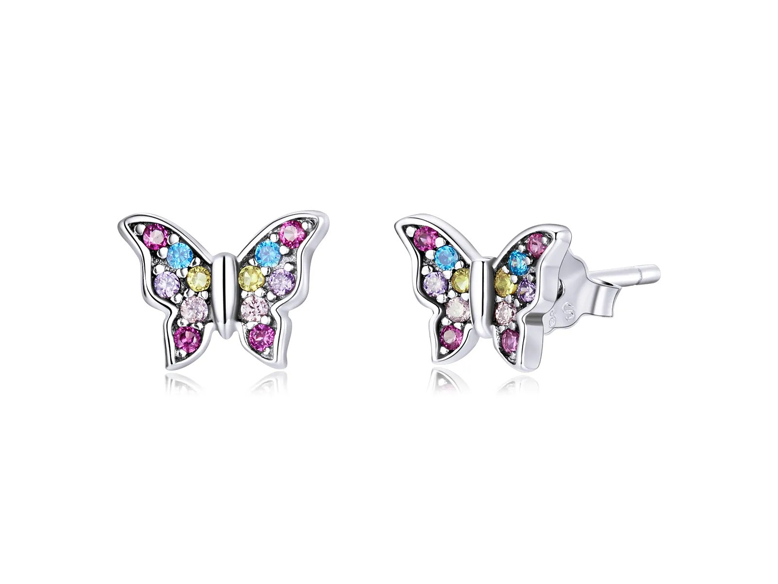 Aros Plata 925 Mini Mariposa Multicolor 1
