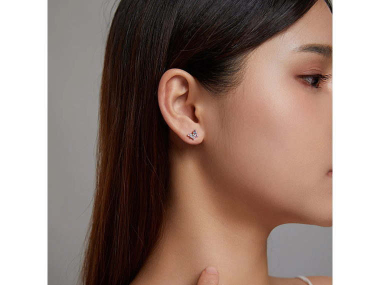 Aros Plata 925 Mini Mariposa Multicolor 5