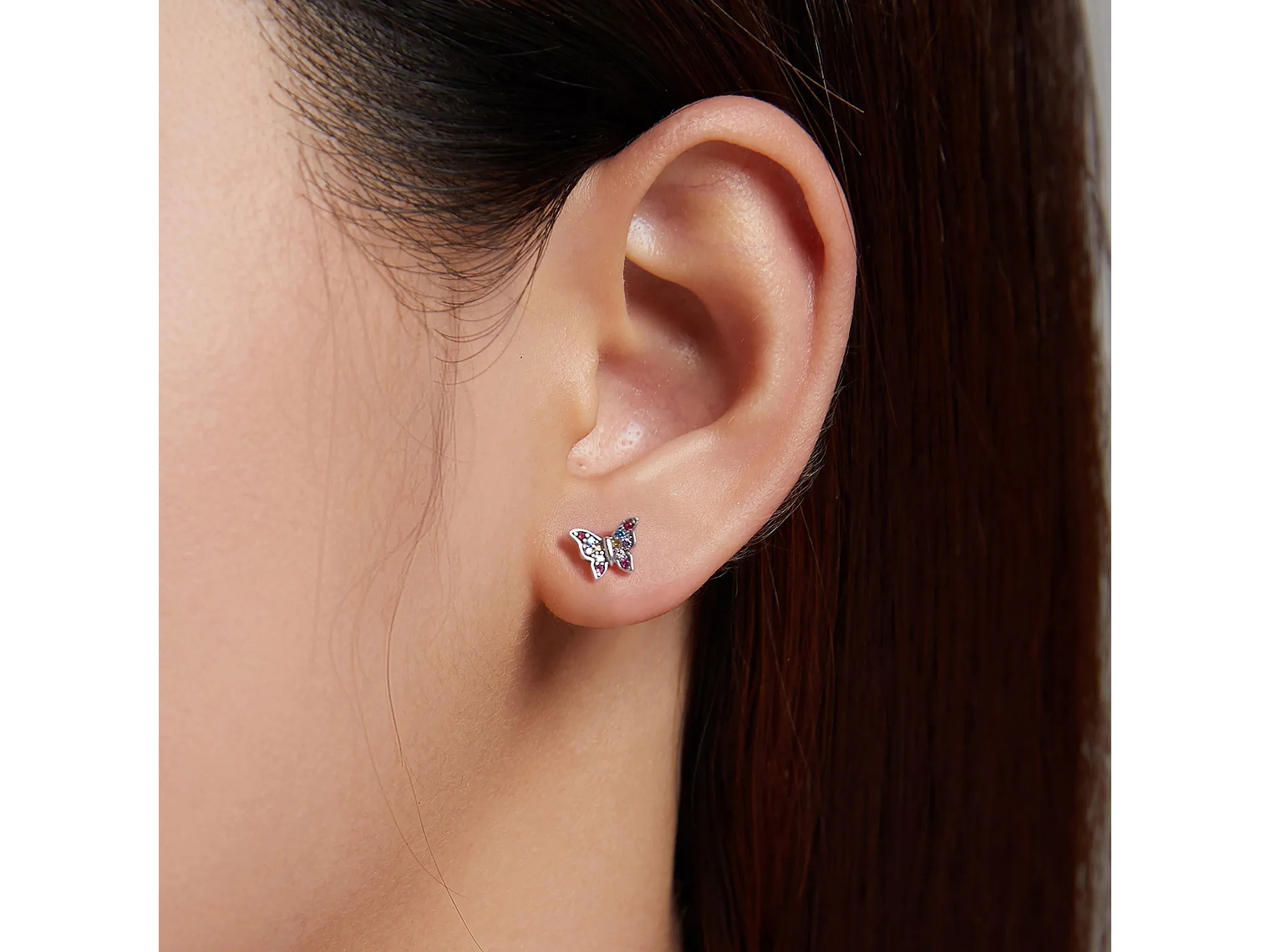 Aros Plata 925 Mini Mariposa Multicolor 6