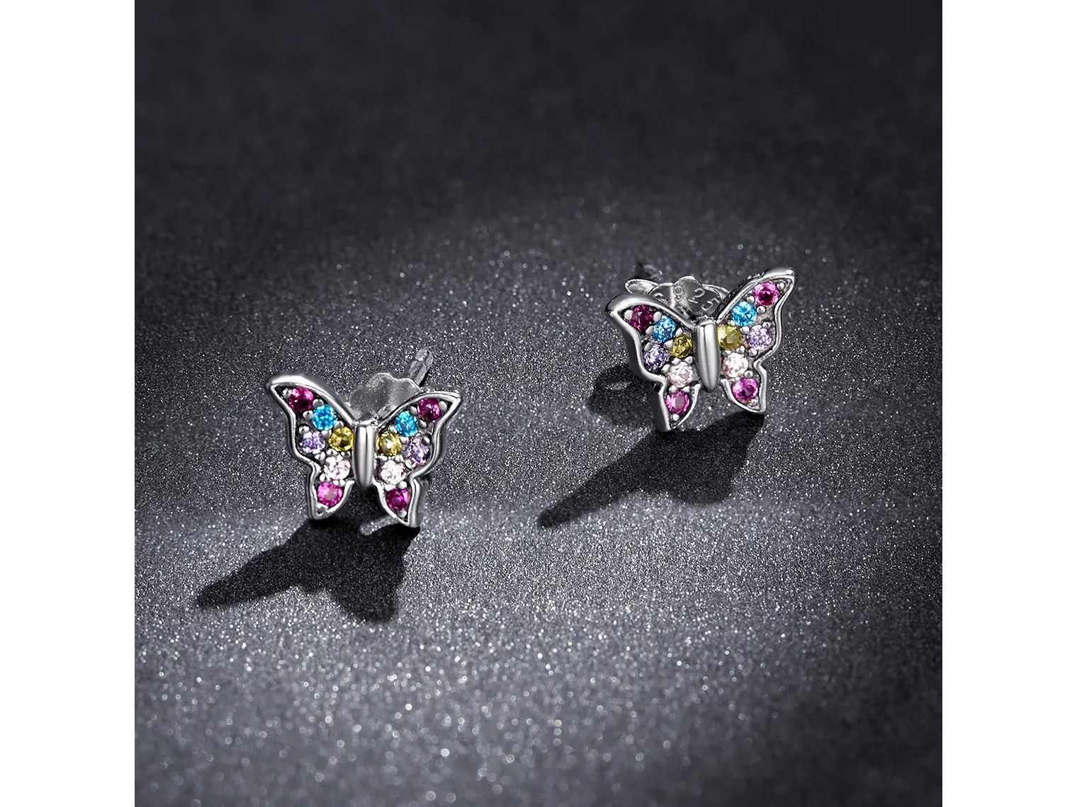 Aros Plata 925 Mini Mariposa Multicolor 7
