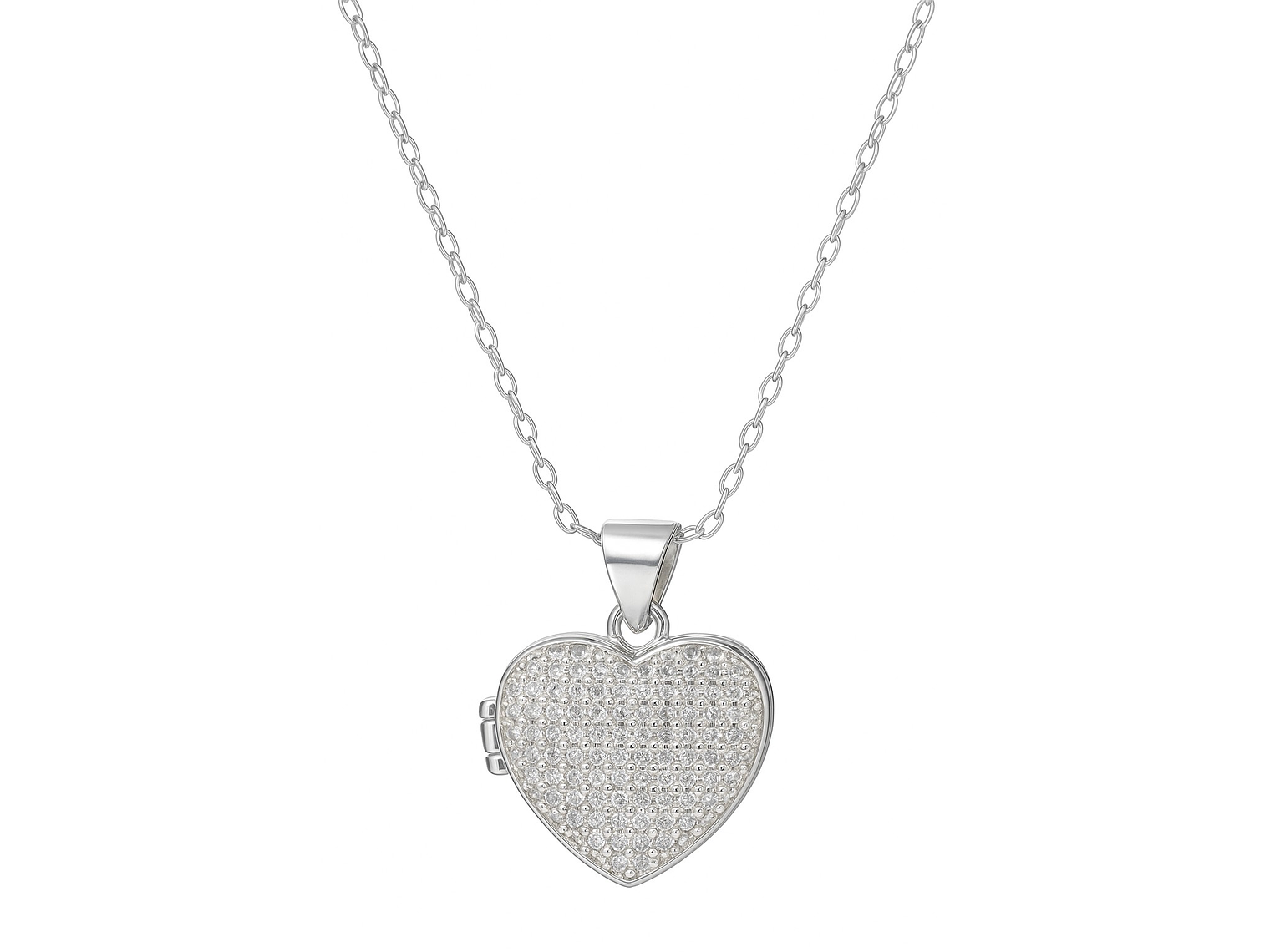 Collar Relicario Plata 925 Corazón Con Circones 1
