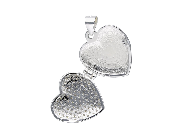 Collar Relicario Plata 925 Corazón Con Circones 3