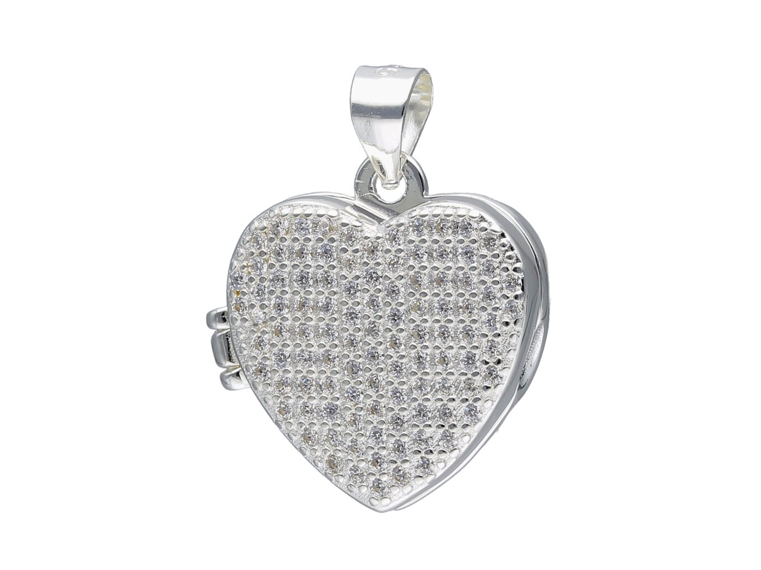 Collar Relicario Plata 925 Corazón Con Circones 4