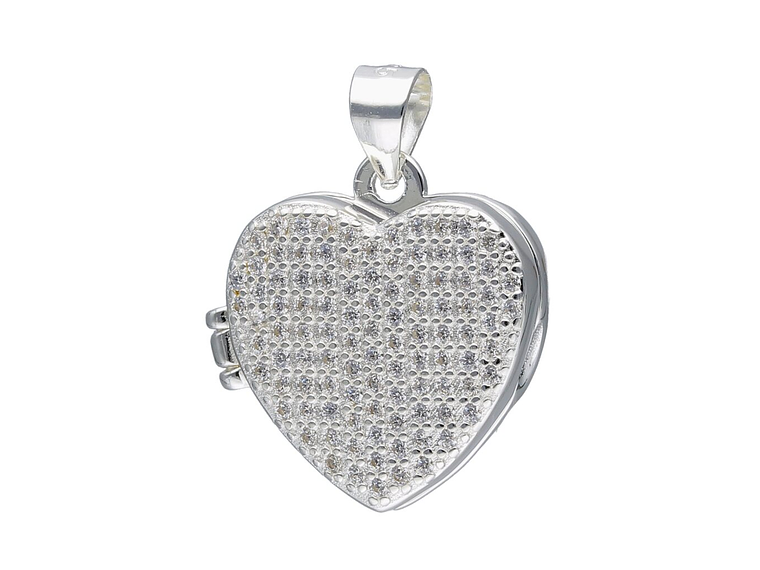 Collar Relicario Plata 925 Corazón Con Circones 4