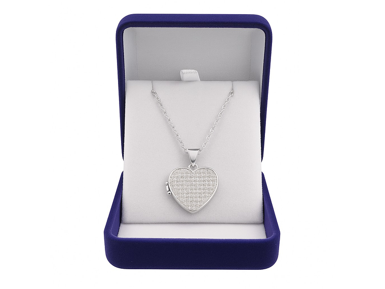 Collar Relicario Plata 925 Corazón Con Circones 6