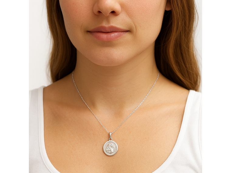 Collar Medalla Plata 925 Virgen Del Carmen Milagrosa 6