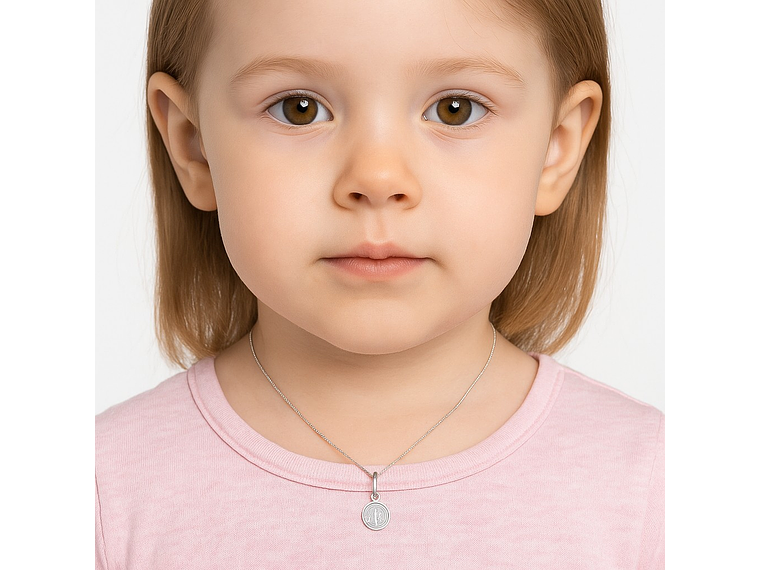 Collar Medalla Plata 925 San Benito Protector Niños 6