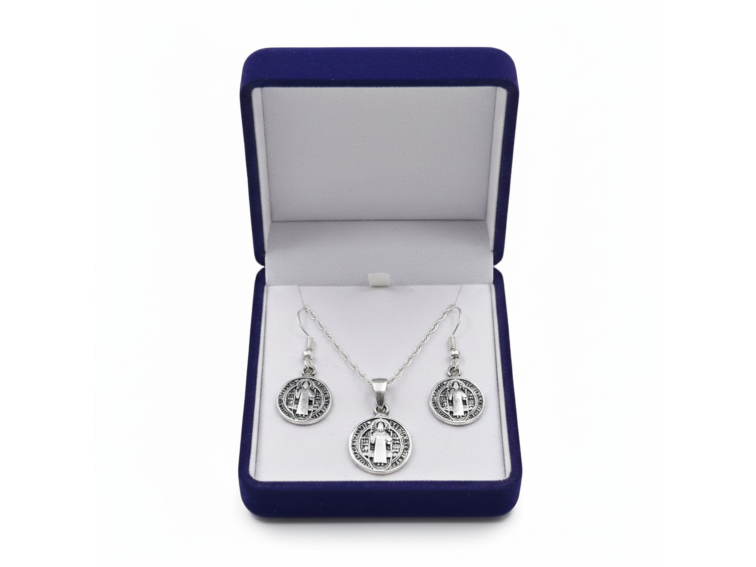 Conjunto Plata 925 Medallas San Benito Protector 4