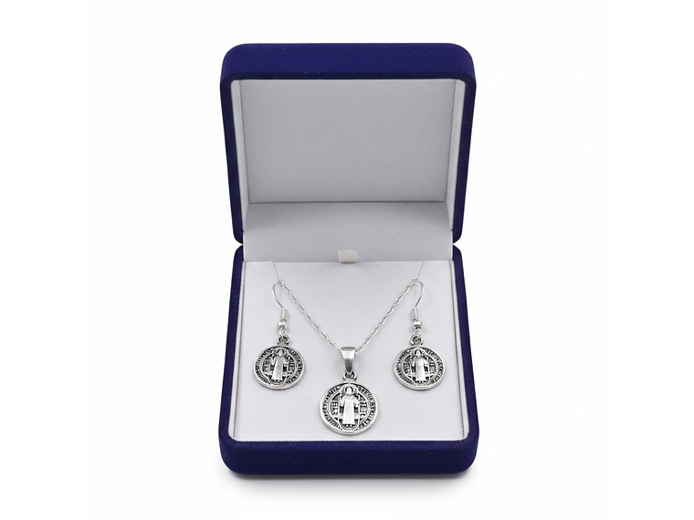 Conjunto Plata 925 Medallas San Benito Protector 4