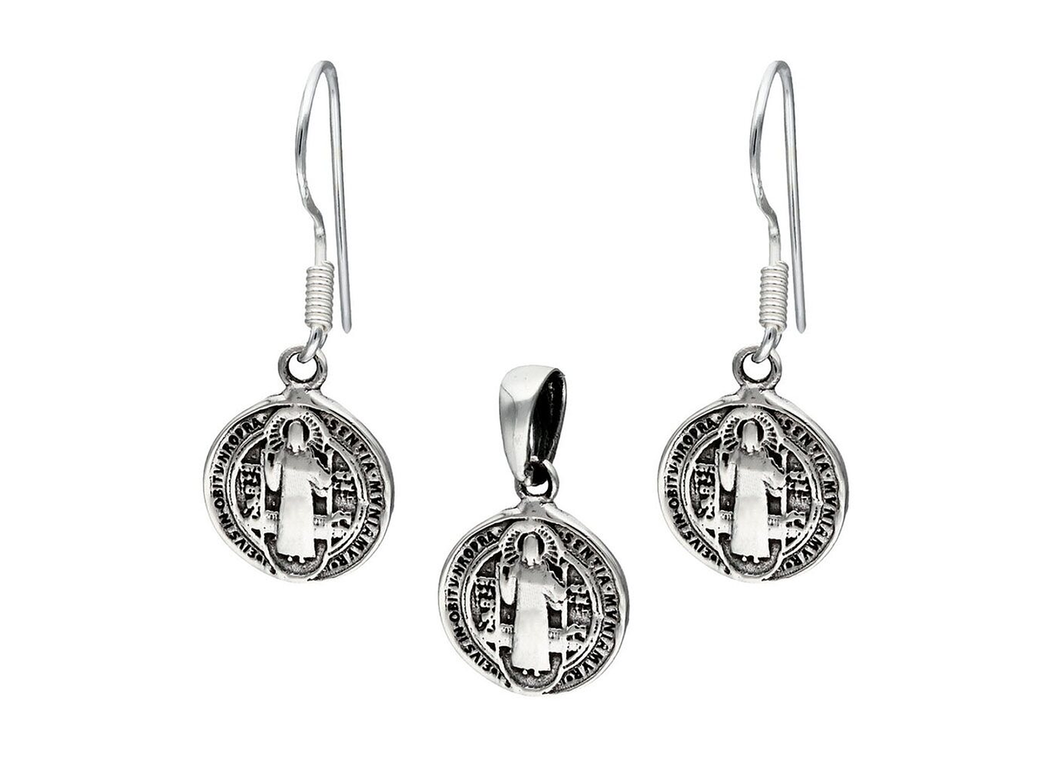 Conjunto Plata 925 Medallas San Benito Protector 5