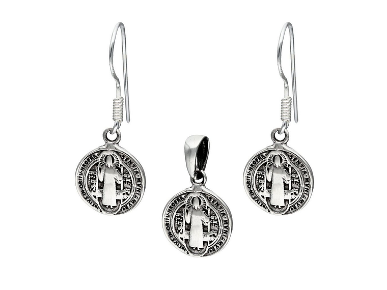 Conjunto Plata 925 Medallas San Benito Protector 5
