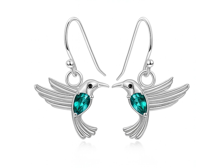 Aros Colgate Colibrí Ave Cristal Verde 1