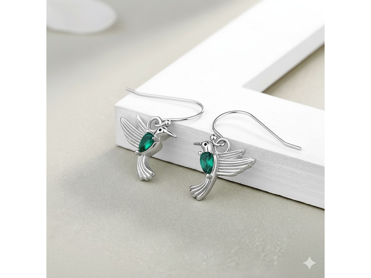 Aros Colgate Colibrí Ave Cristal Verde 2