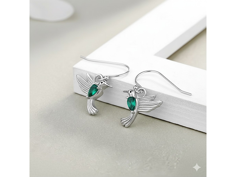 Aros Colgate Colibrí Ave Cristal Verde 2