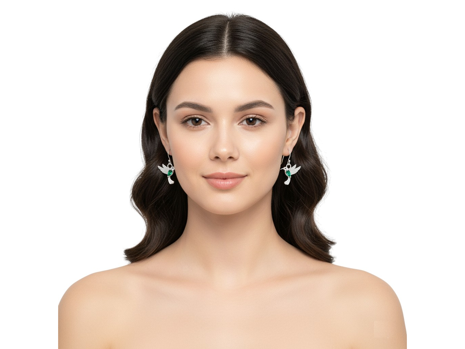 Aros Colgate Colibrí Ave Cristal Verde 3